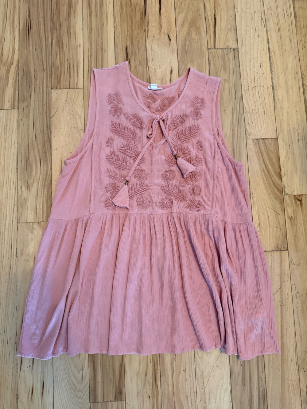 Tribal Pink Embroidered Sleeveless Tunic